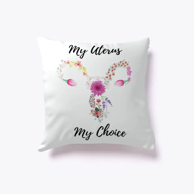 Floral Uterus Pillow with Message 